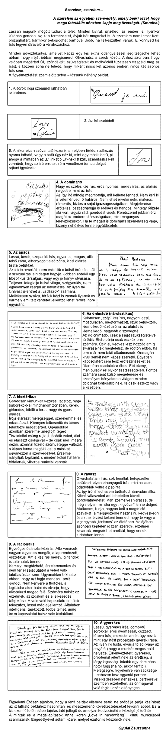 A to Z of love in handwriting