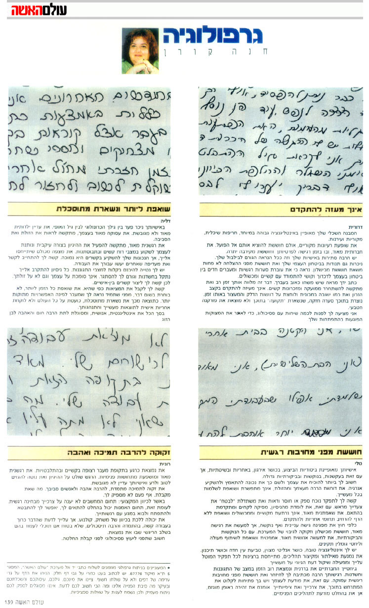 אבחון כתבי יד גרפולוגיה